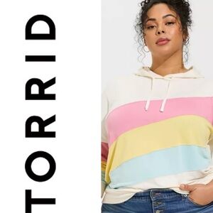 TORRID Lightweight French Terry Colorblock Pullover Hoodie Color Pristine Size 2